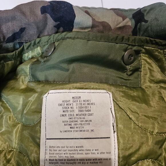 Vintage 90's US Army Military Cold Weather Field Jacket Weather Coat Mens M 3668 - Picture 5 of 9